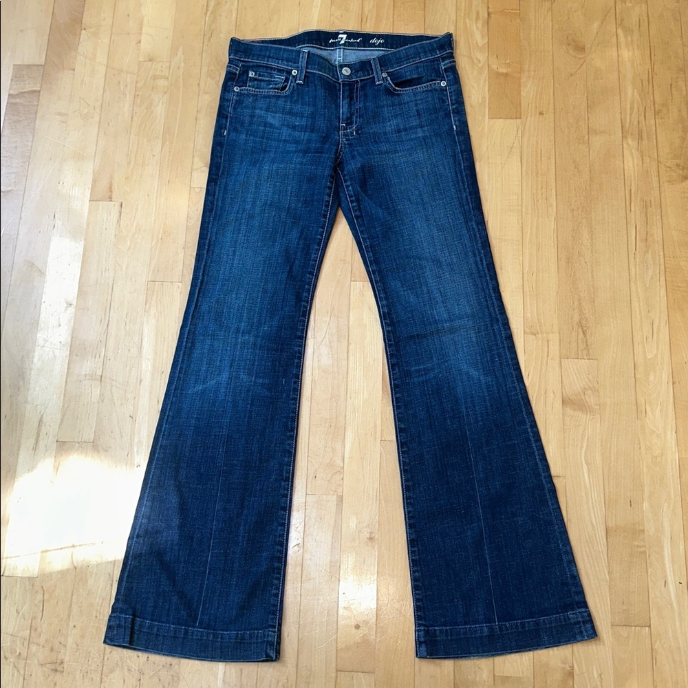 Dojo 28 x 33 x 8 —-7 For All Mankind Women's Dark Blue Wide Leg Jeans - Picture 2 of 11